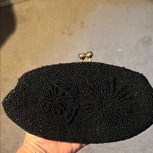 Elegant Black Beaded Clutch